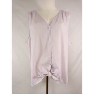 Nine West Women's Purple Sheer Button-Up Sleeveless Blouse Size XL
